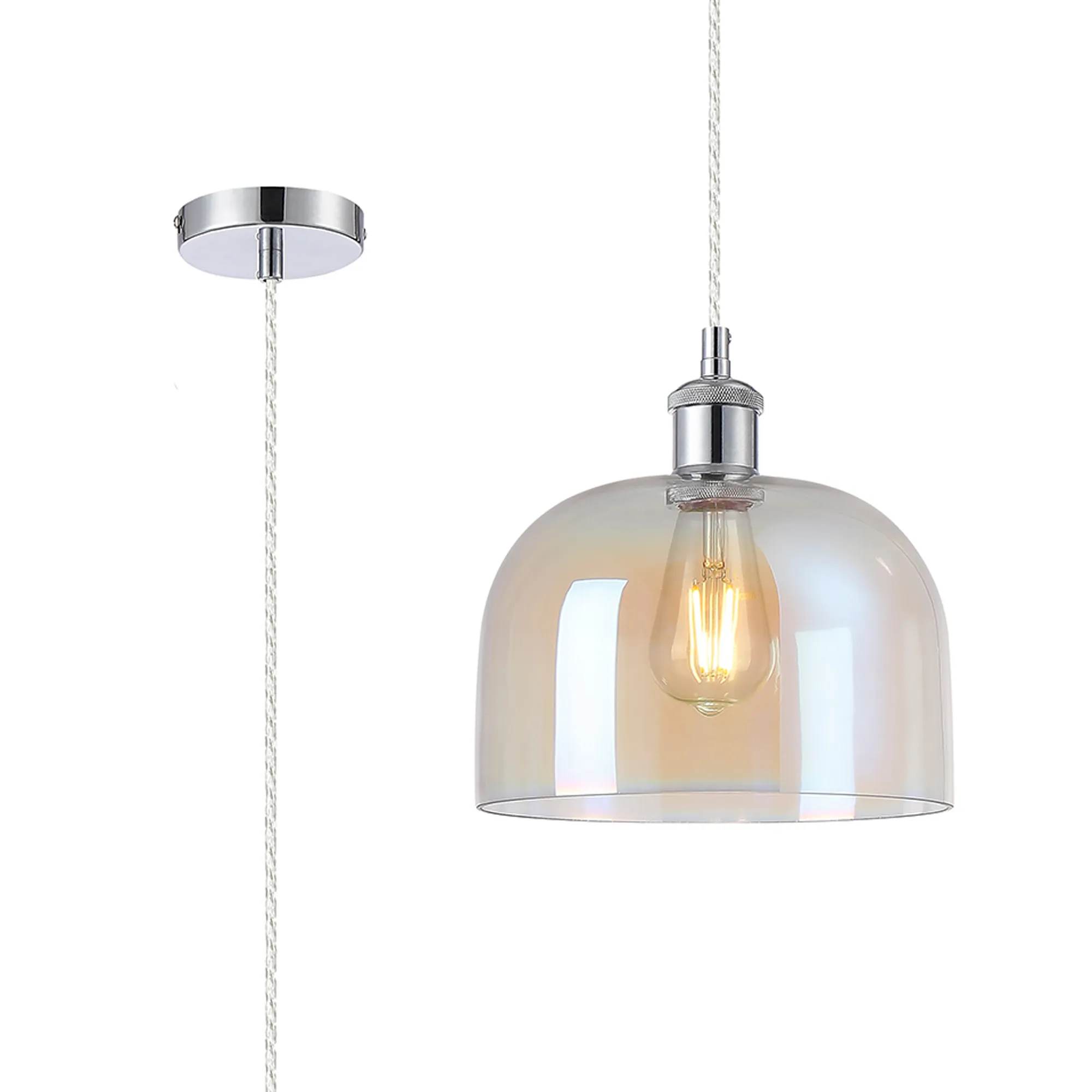 Cawdor Polished Chrome Ceiling Lights Deco Single Pendant